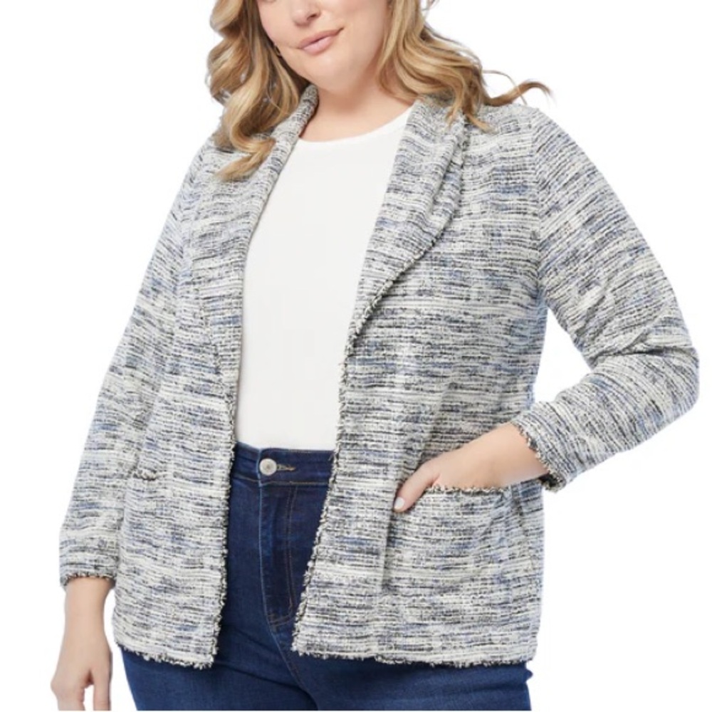 NWT $128 Max Studio Plus Size Texture Knit Long Sleeve Jacket - 1X
